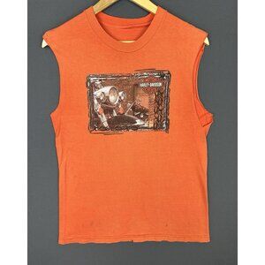 Vintage 1998 Harley Davidson Motorcycle Montana Missoula MT Orange Shirt Chopped
